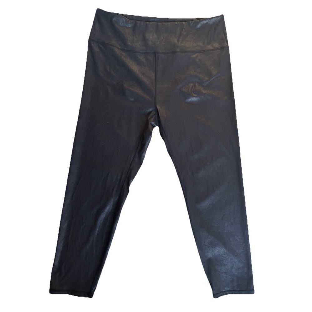 Zyia Active Black Metallic Finish Leggings Size 20 Ankle Activewear Athletic